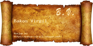 Bakos Virgil névjegykártya